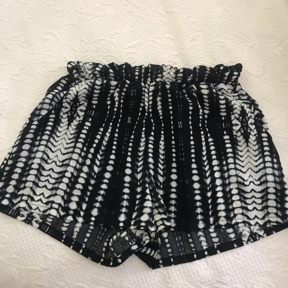 Black and white tie dye shorts
